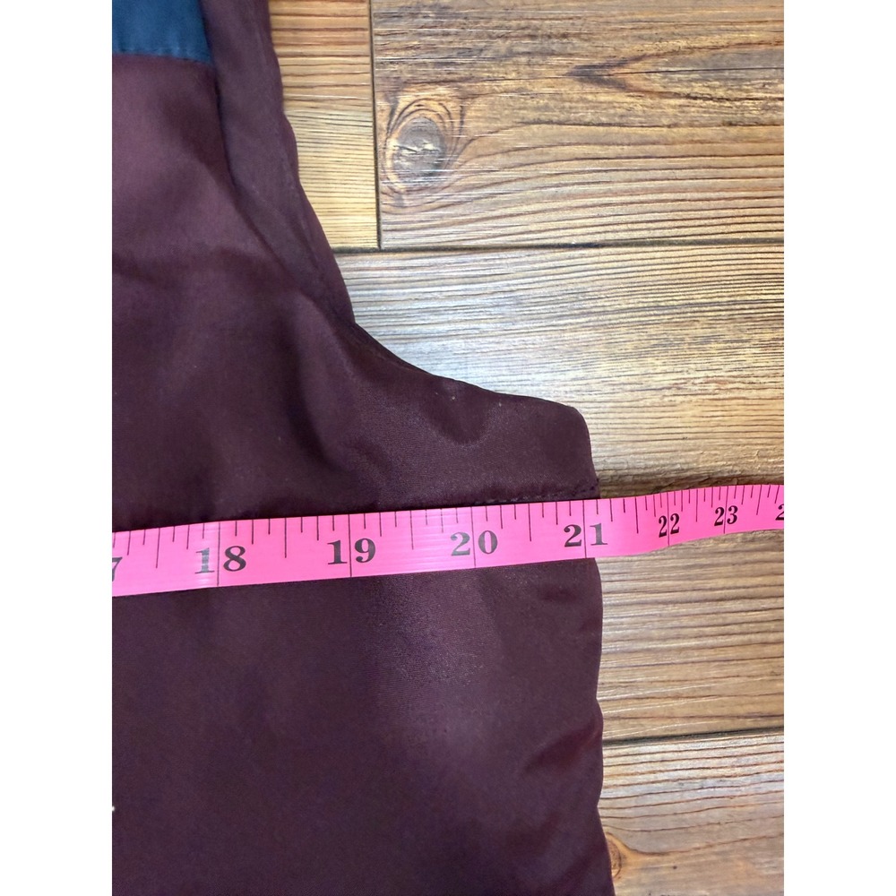 Old Navy Mens Puffer Vest Burgundy Navy Blue Colorblock Quilted Snap Front M - Picture 4 of 7